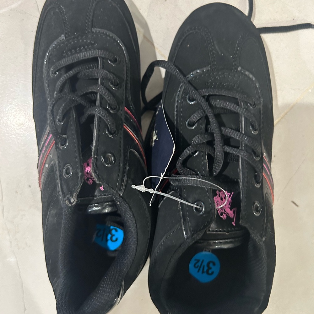 Black Kids Shoes with Pink Accents